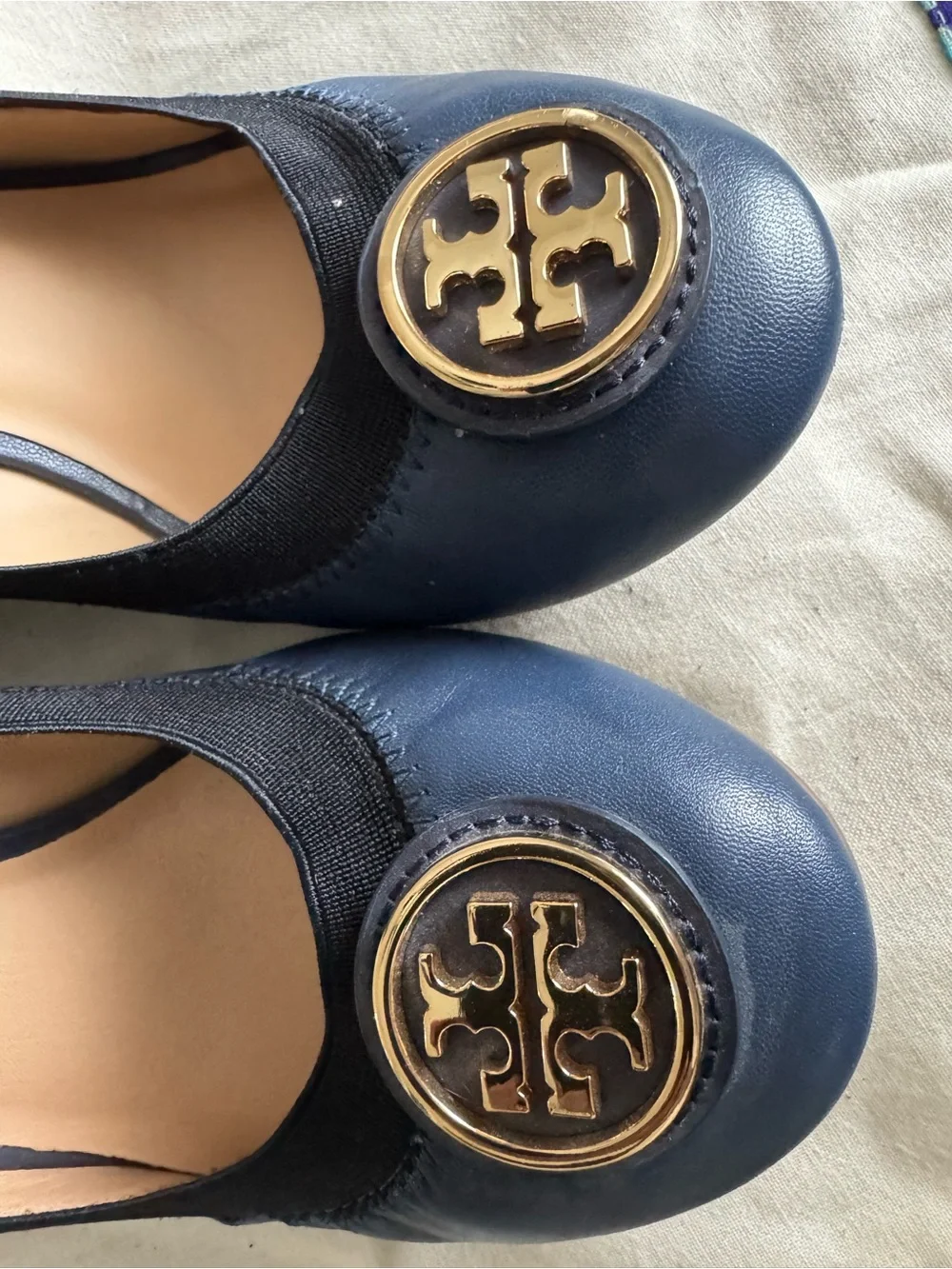Tory Burch Caroline 2 Navy Wedges Size 7
